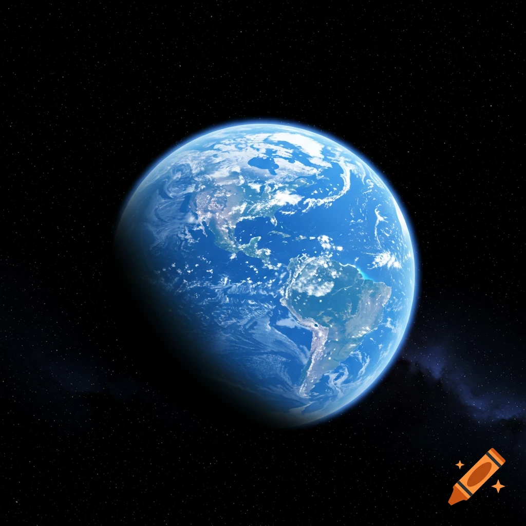 Earth from space at night, showing city lights and stars