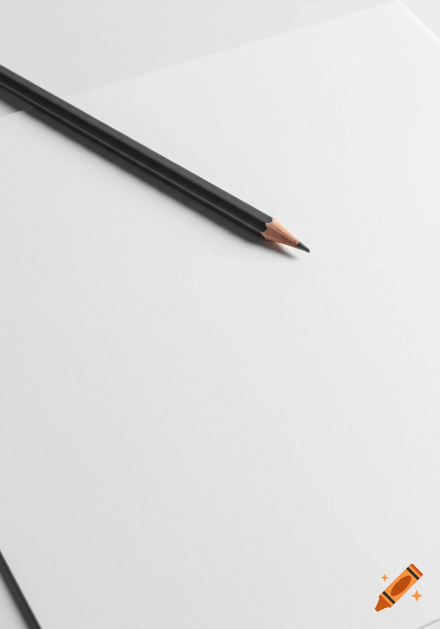 Close-up of a black pencil on white paper