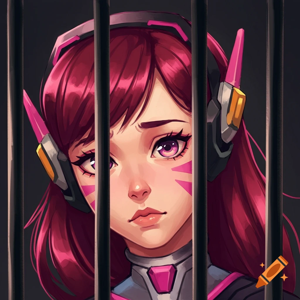 D.Va from Overwatch behind bars
