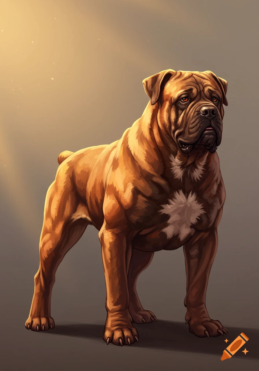 A large, muscular brown dog standing.