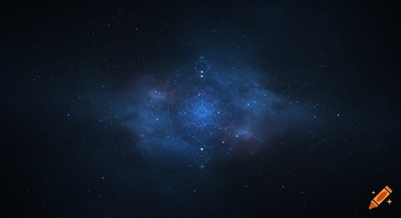 Cosmic background with sacred geometry pattern