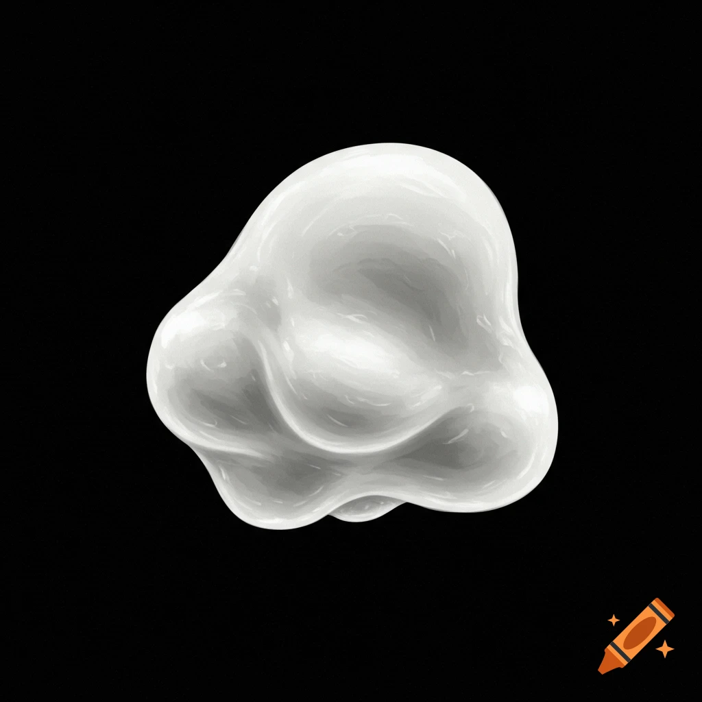A white blob shape on a black background