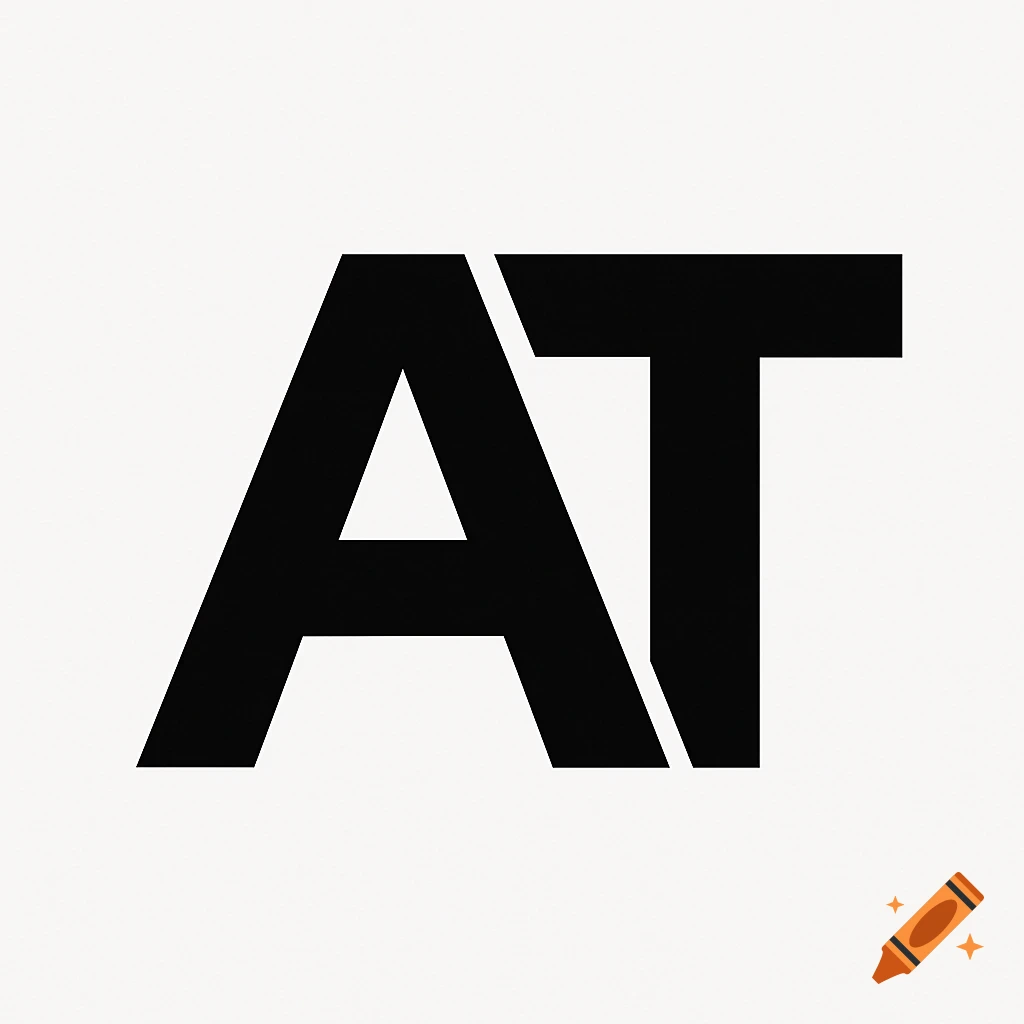 Black letters AT on a white background