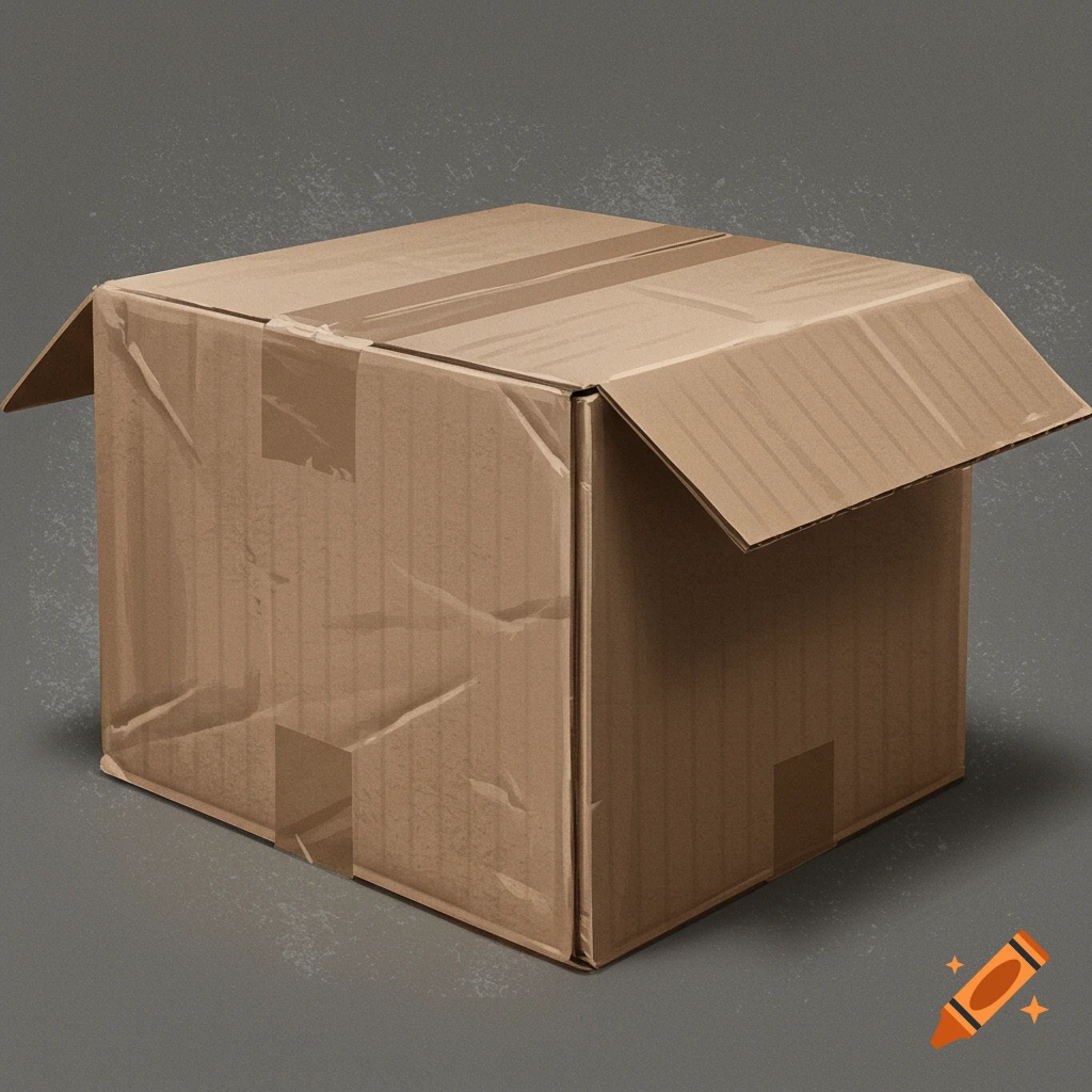 An open cardboard box