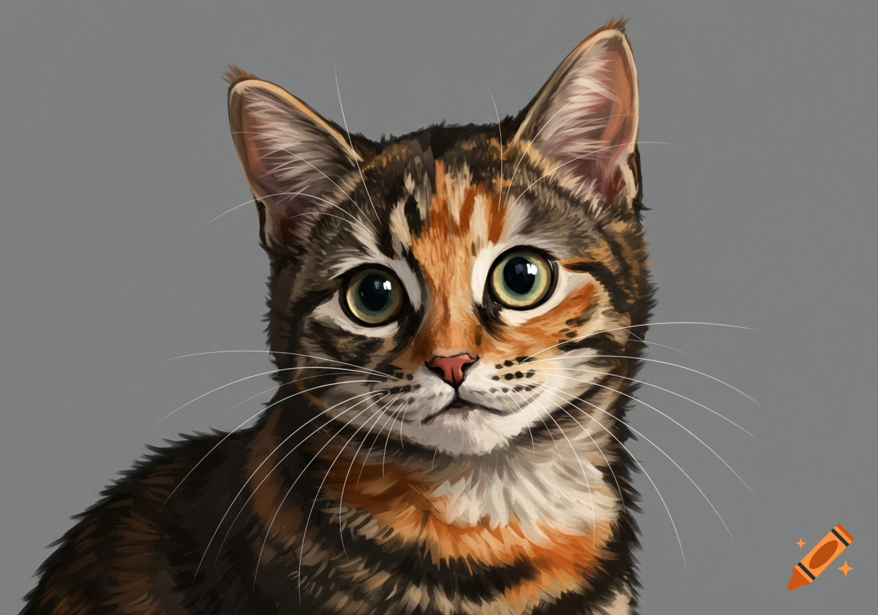A close-up of a tortoiseshell cat's face.