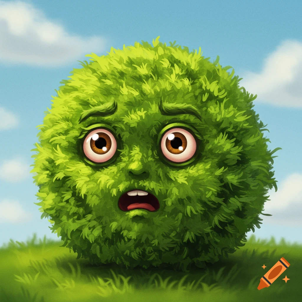 A frightened bush with a face