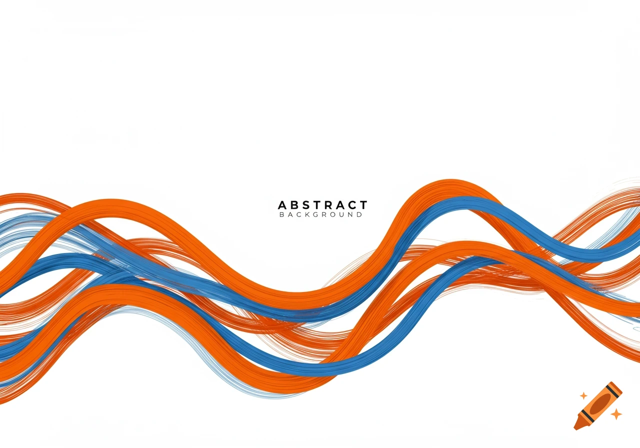 Abstract orange and blue wavy lines on a white background