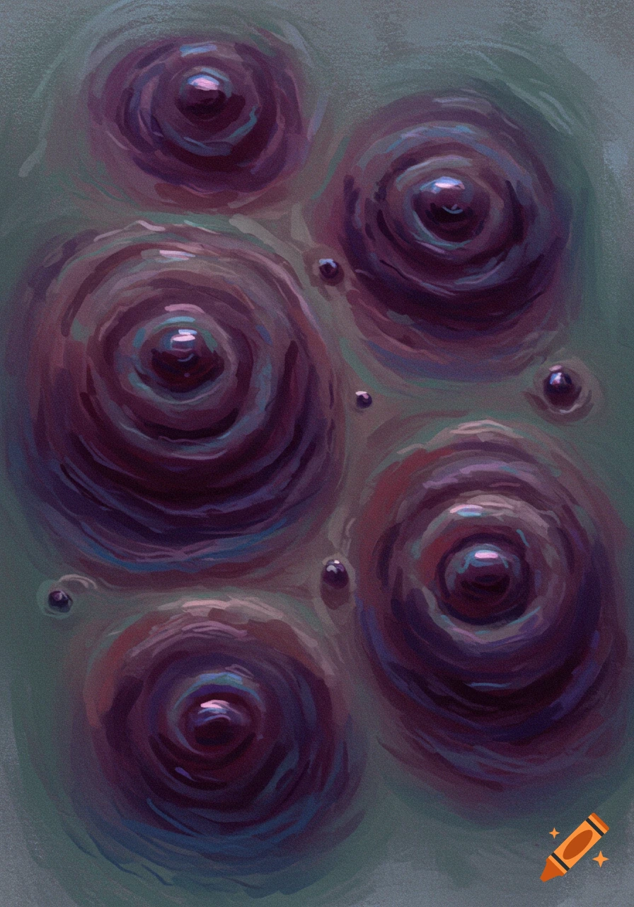 Abstract purple and blue shapes resembling bruises.