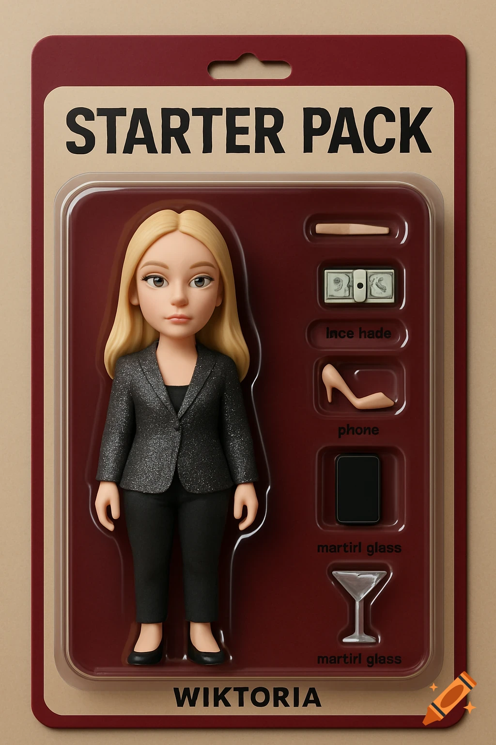 Product render of a Starter Pack box with a figurine and accessories
