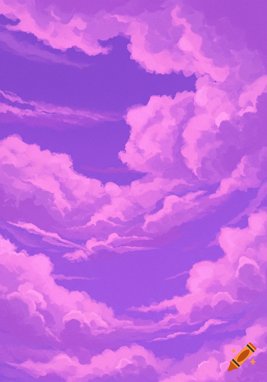 Pink clouds drift across a purple sky.