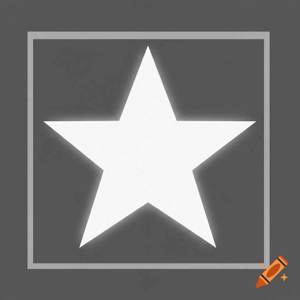 A white five-pointed star centered within a gray square frame against a dark gray background.