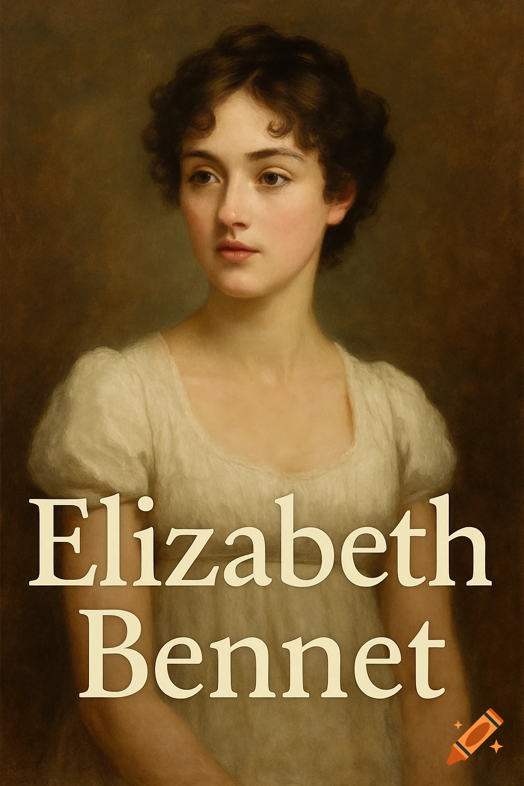A portrait of a young woman in historical clothing with the text 'Elizabeth Bennett'