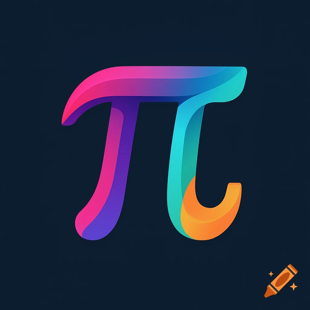 A colorful, gradient rendering of the Greek letter Pi (π) as a logo on a dark background.