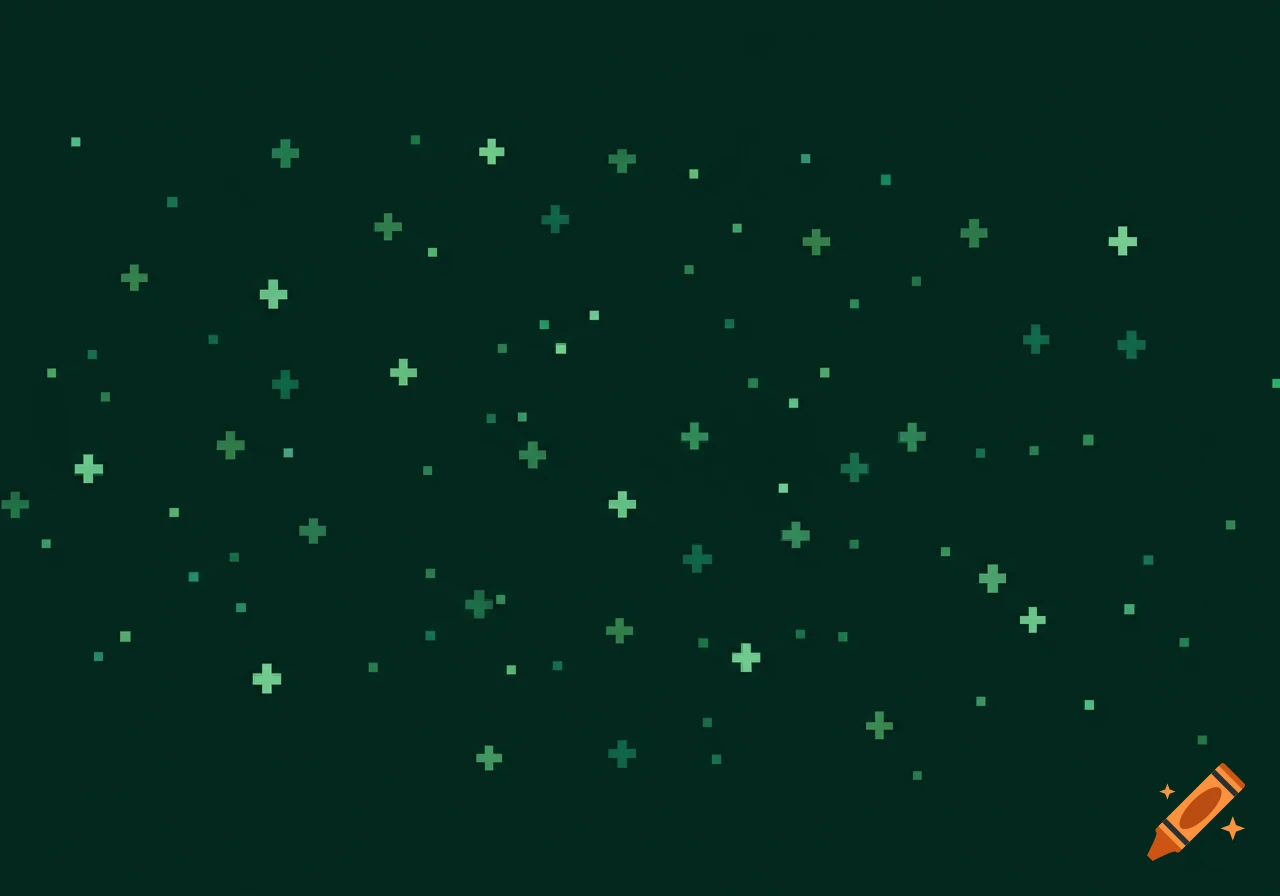 Retro pixel art pattern of green crosses and dots on a dark green background.