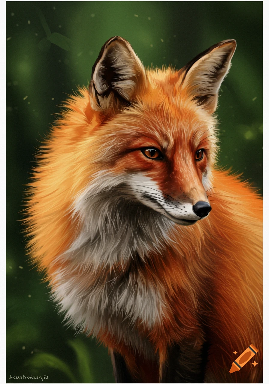 A close-up of a fox looking to the right.