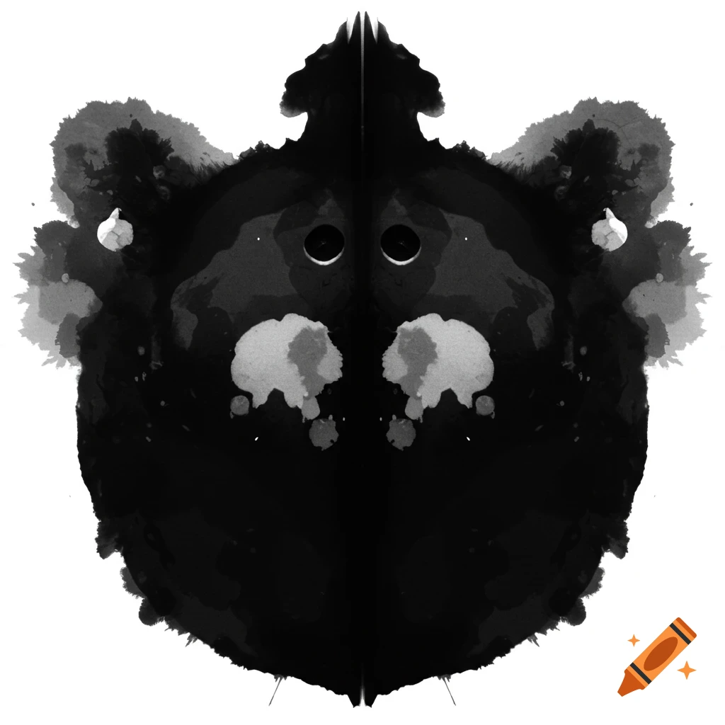 A black and white Rorschach inkblot pattern.