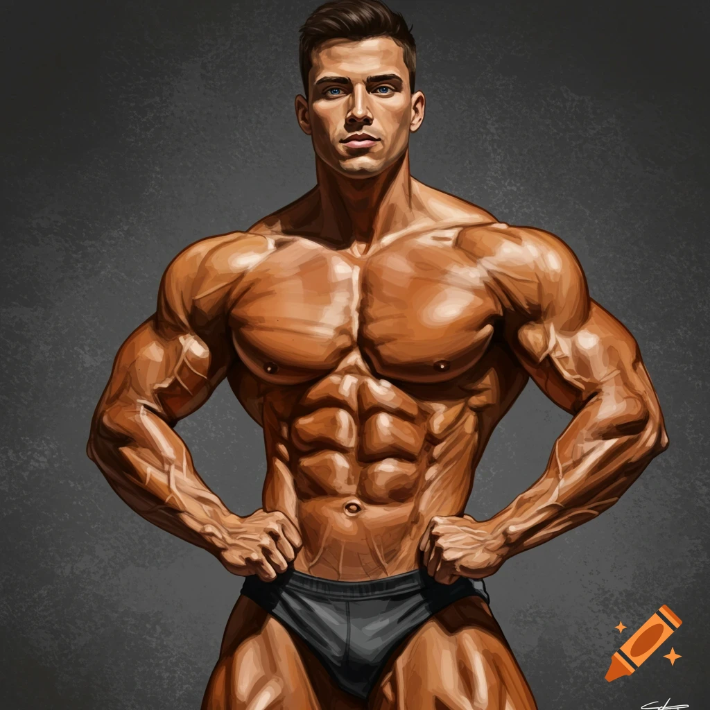 A muscular male bodybuilder posing