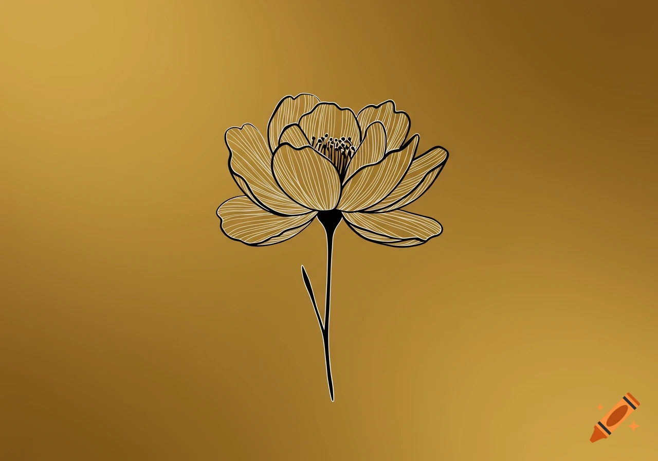 Simple drawing of a flower on a gold background