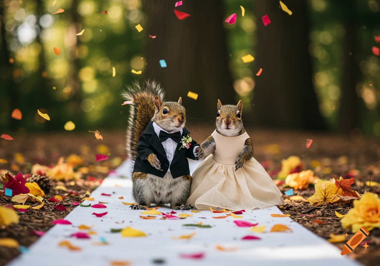 Squirrel wedding illustration on Craiyon(01)