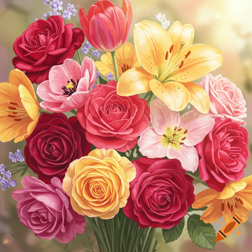 A bouquet of colorful flowers.