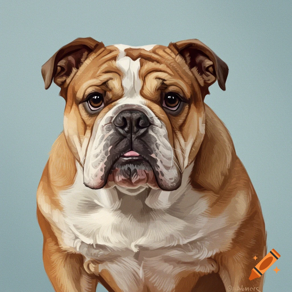 A fawn and white bulldog.
