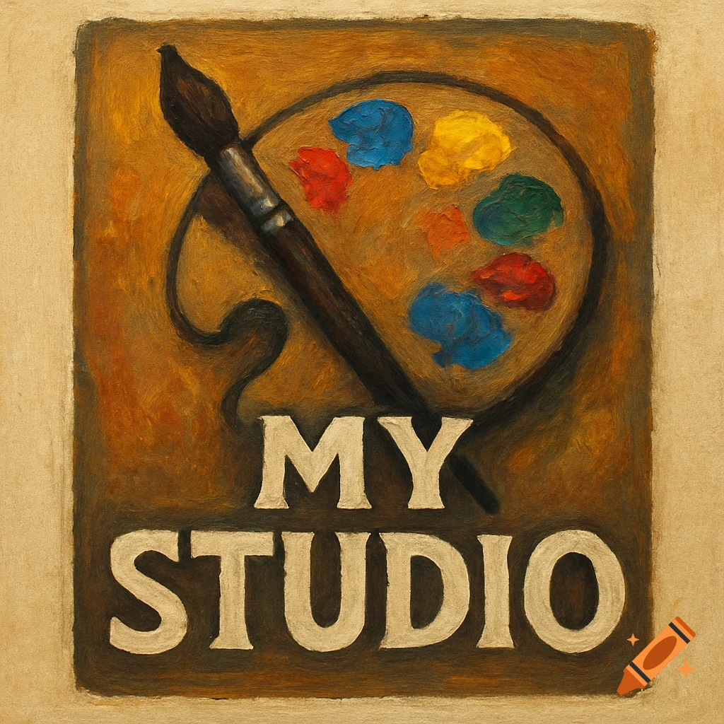 An artist's palette, brush, and the text 'MY STUDIO'