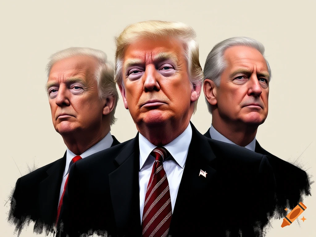 Painting of three men resembling Donald Trump, Jeffrey Epstein, and Prince Andrew