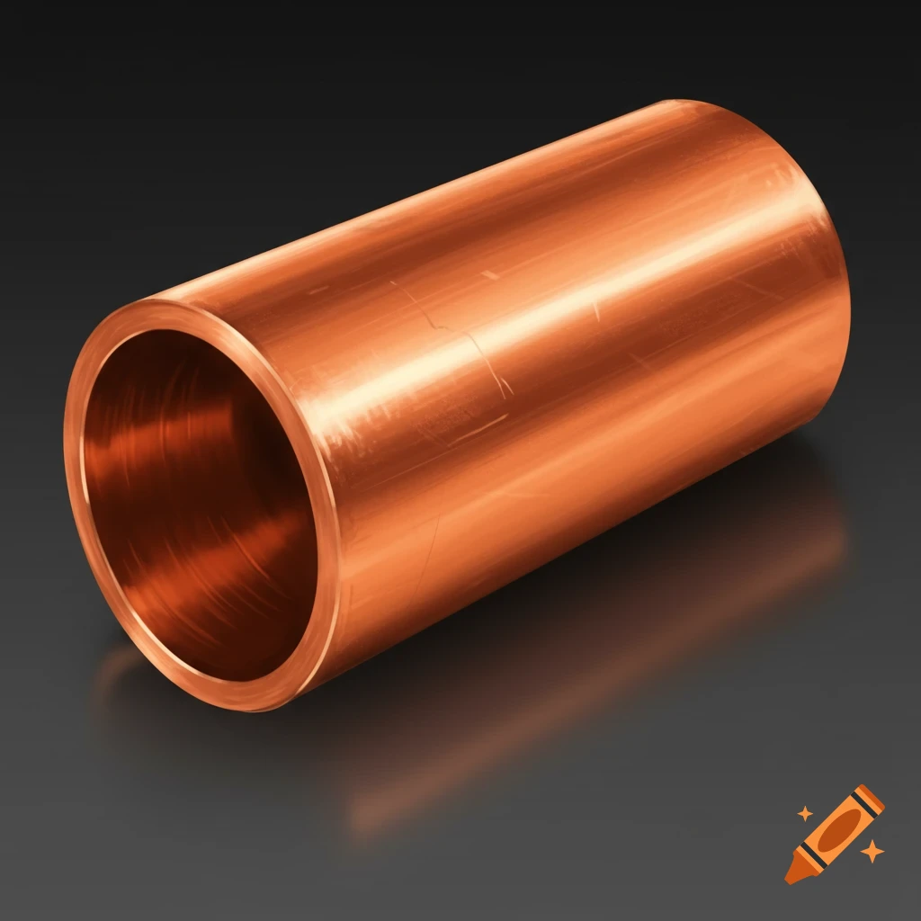 A polished copper pipe is lit on a dark background.