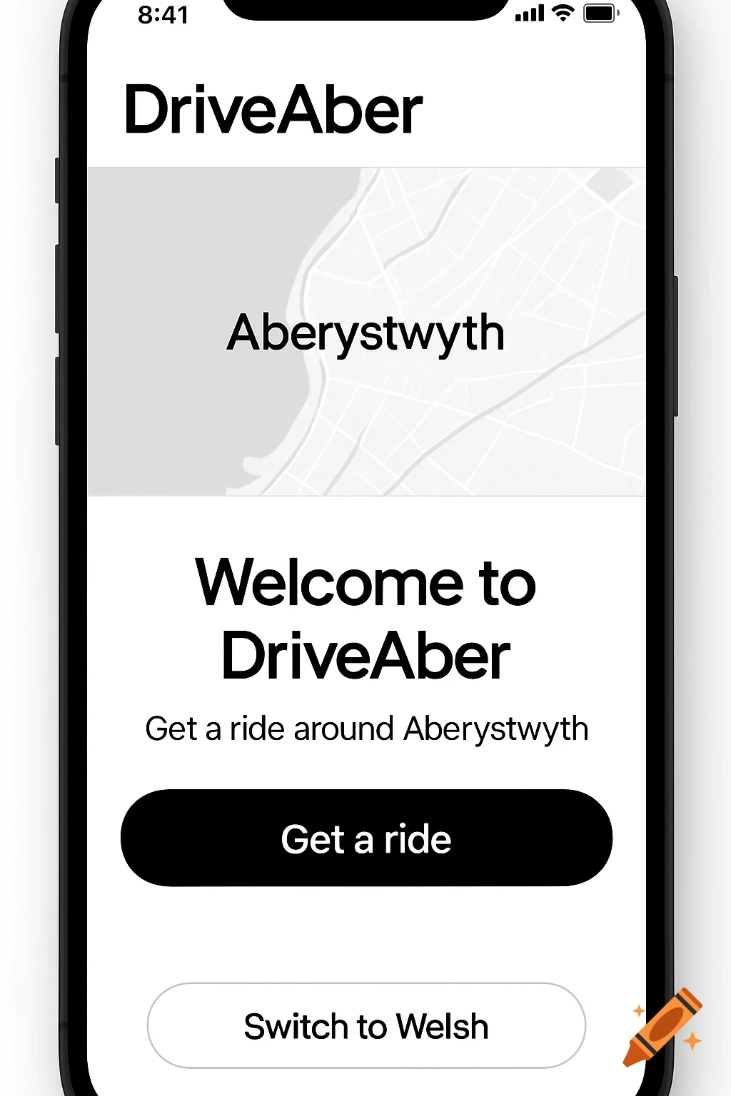 Screenshot of a mobile app interface for 'DriveAber' showing options for Aberystwyth.