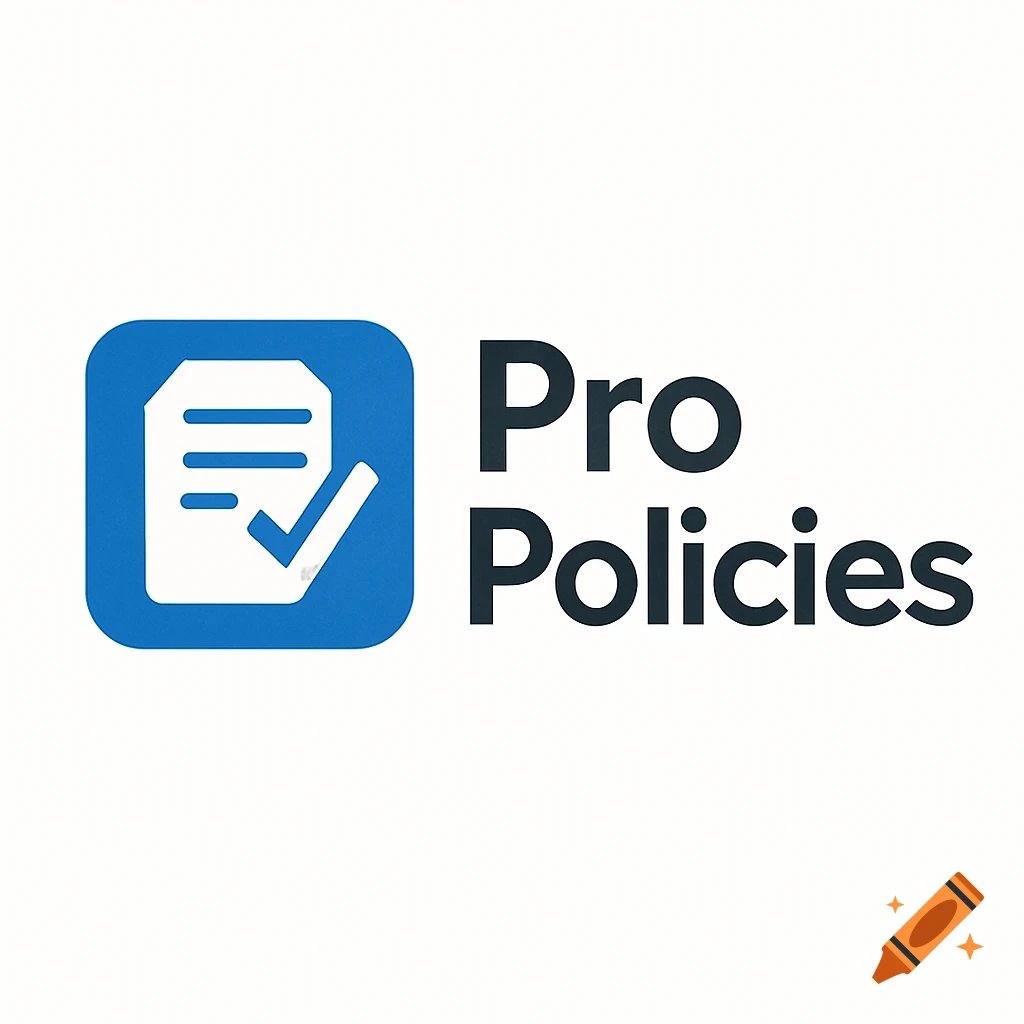 Logo for Pro Policies web app with document icon and checkmark.