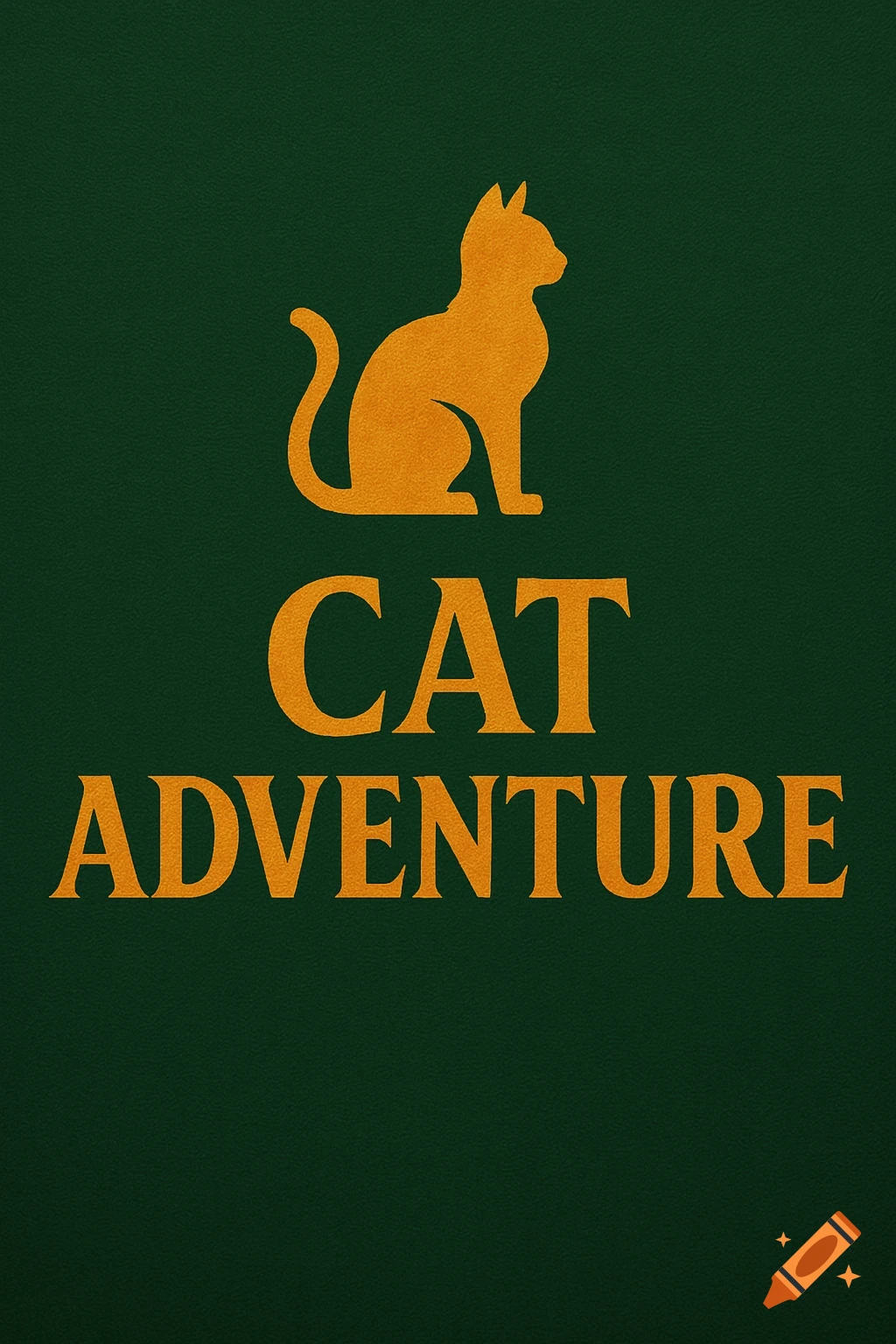 Orange cat silhouette logo above orange text "CAT ADVENTURE" on dark green textured background.