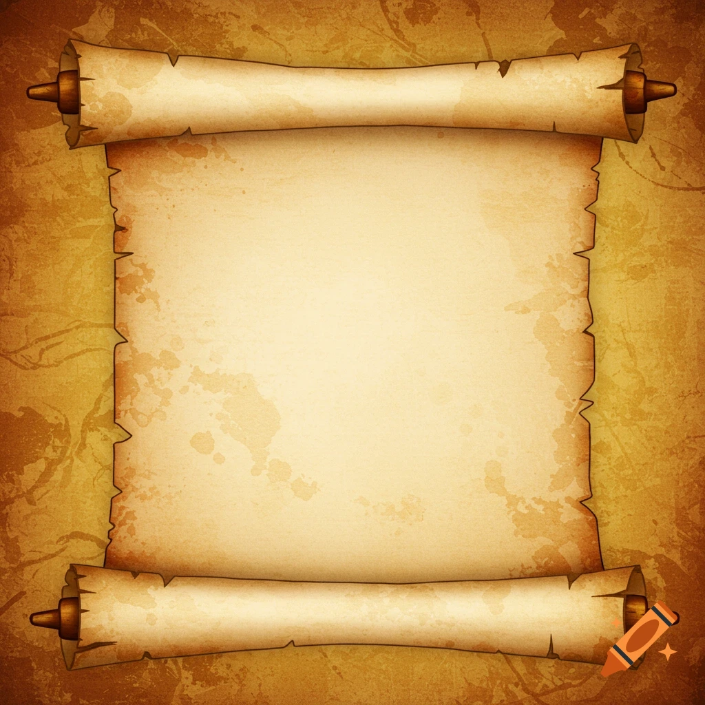 An old, unrolled blank scroll on a textured background.