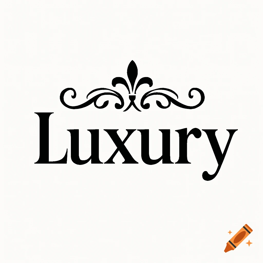 A black logo with the word Luxury and a decorative flourish above it on a white background.