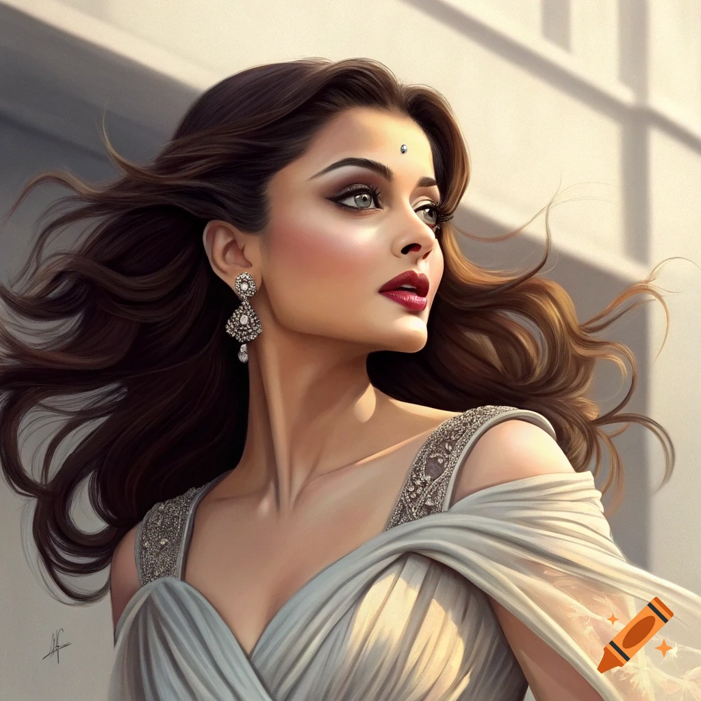 Close-up artistic portrait of a woman in an elegant dress and earrings