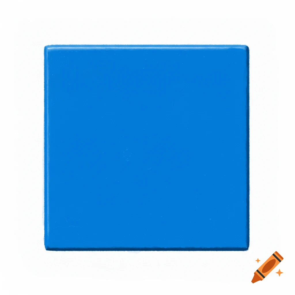 A solid blue square on a white background.