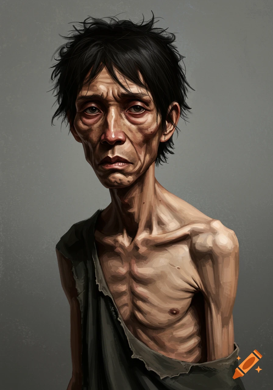 Portrait of a very thin adult.
