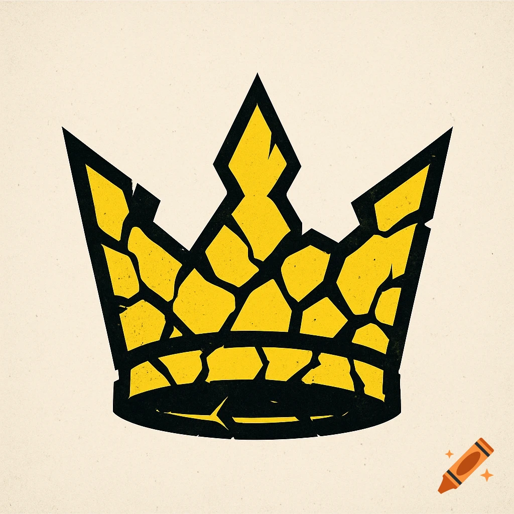 Logo of a yellow and black shattered crown