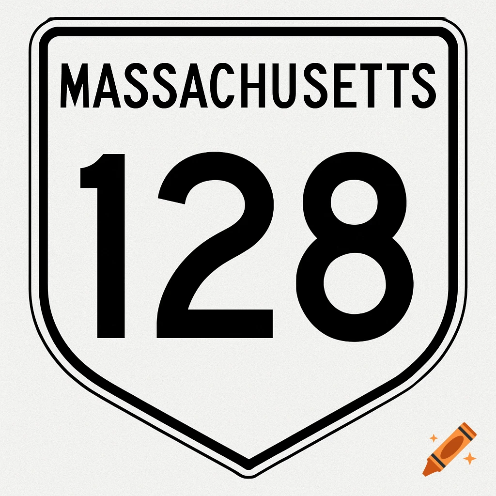 Massachusetts Route 128 traffic sign icon