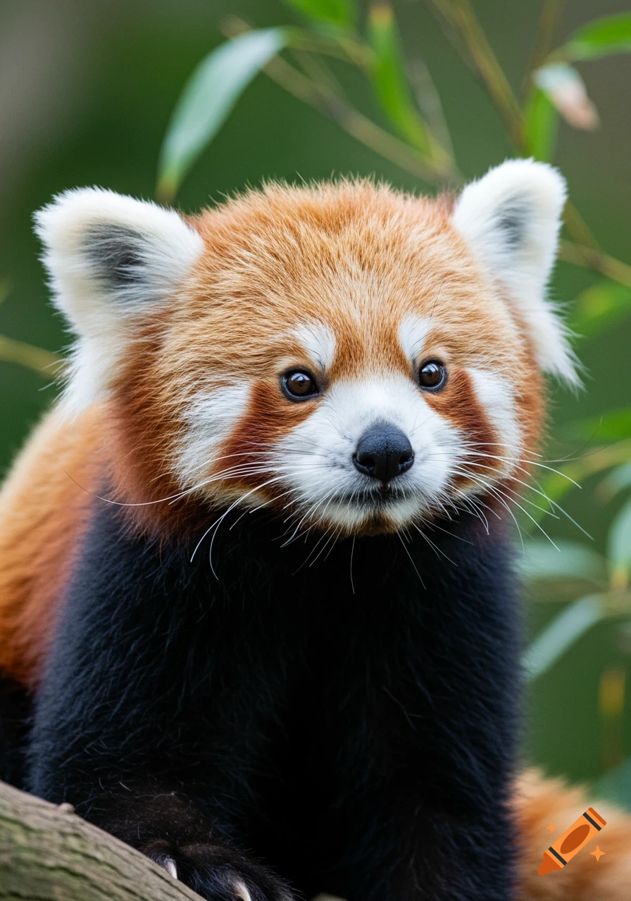 Close-up shot of a red panda's face