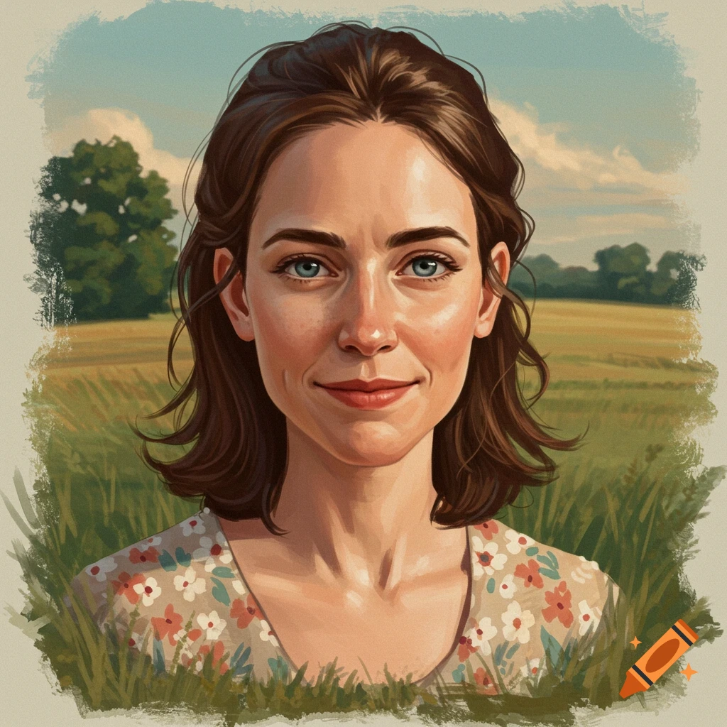 A woman in a field.