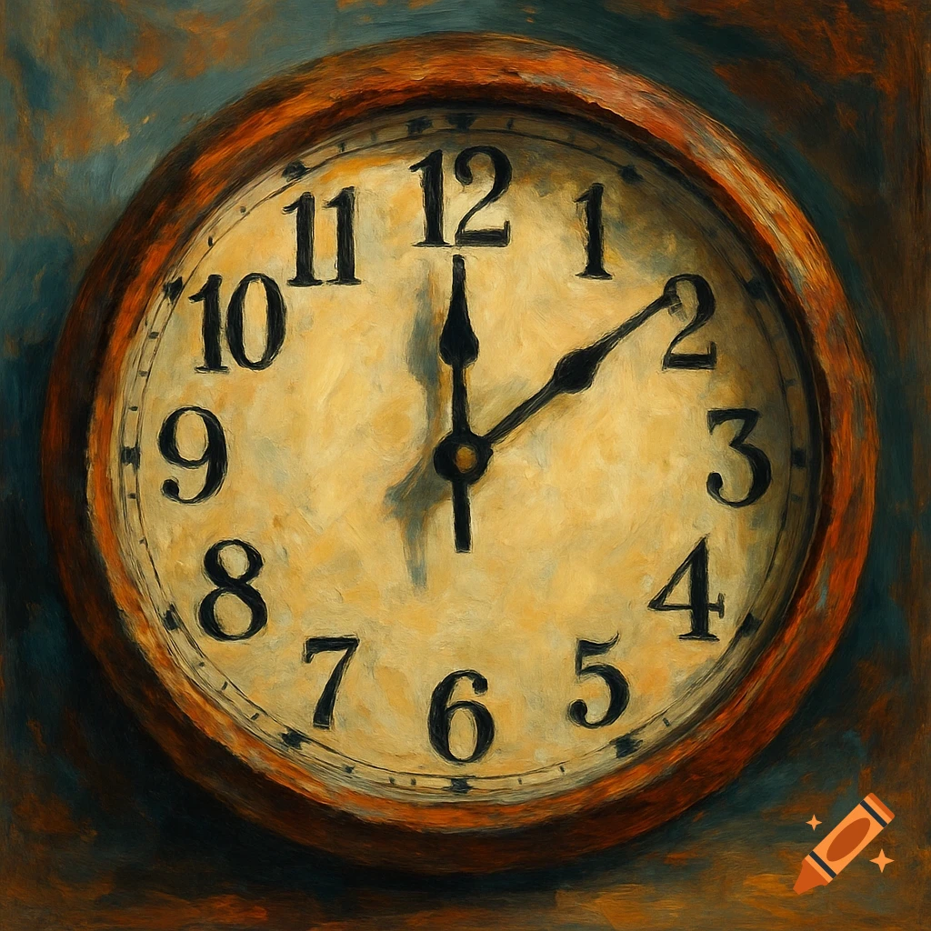 Clock showing a little after 1 o'clock