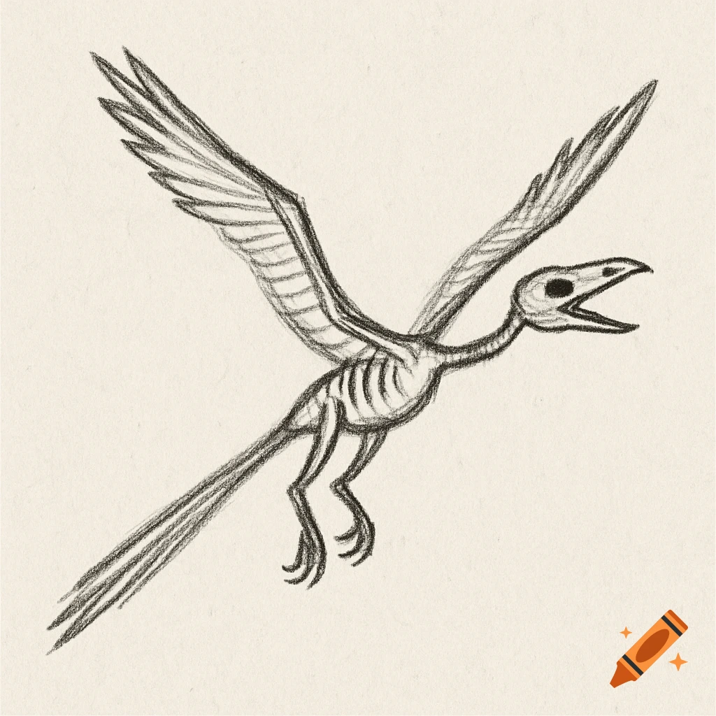 Sketch of a gliding Aurornis skeleton.