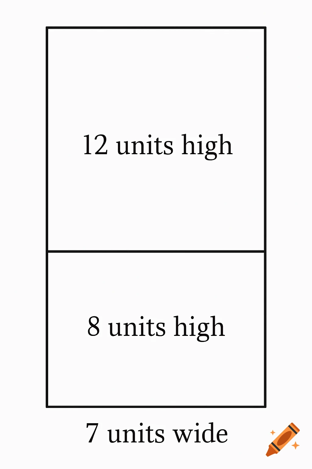 Diagram of a rectangle divided into two sections, labeled with height and width measurements.