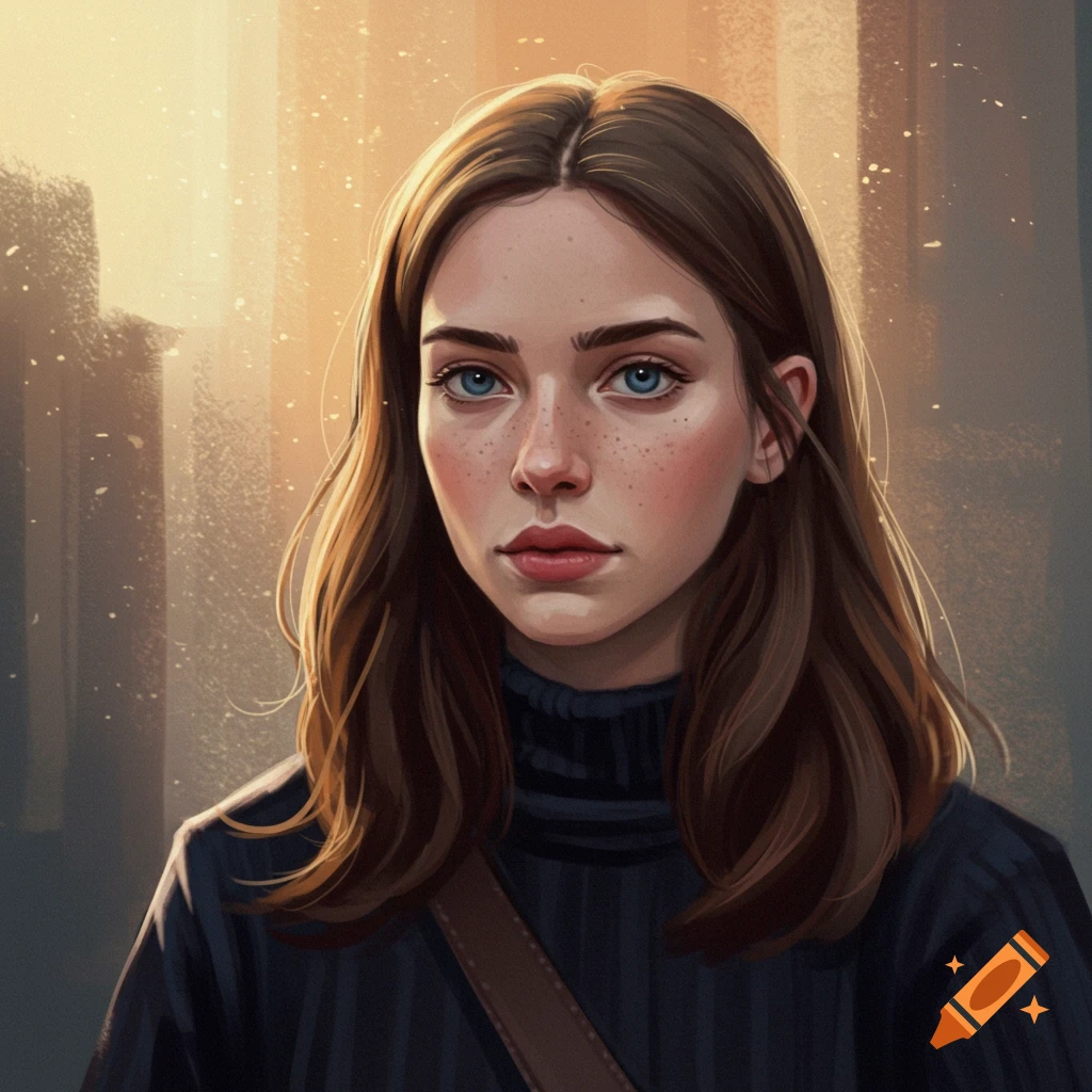 A young woman with brown hair and blue eyes.