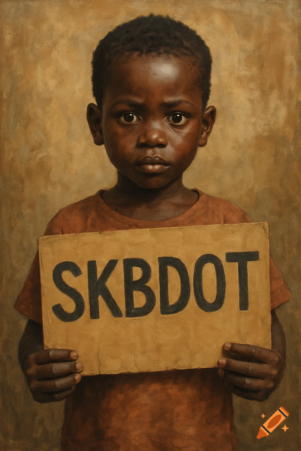 A young child holding a sign