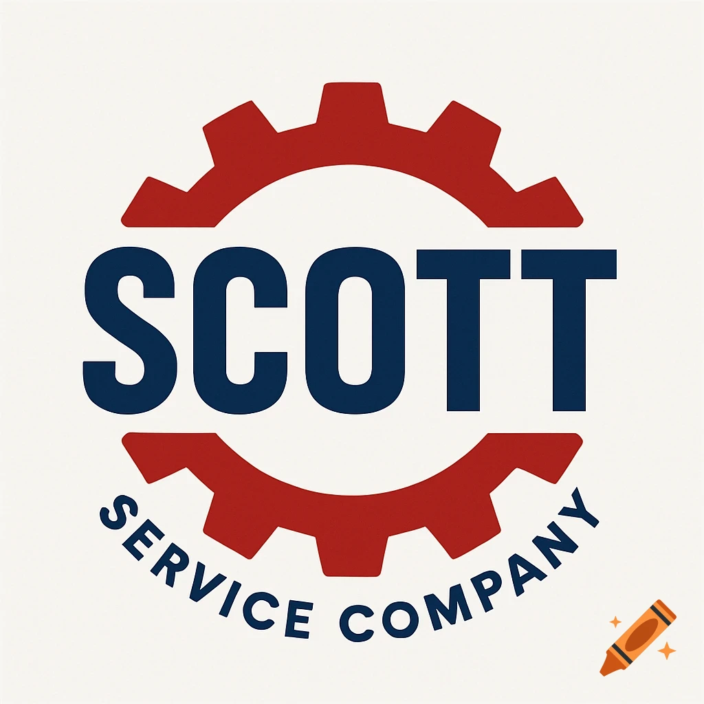 Logo for Scott Service Company featuring a red gear graphic.