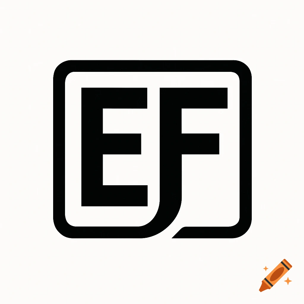 Logo of the letters EF inside a square border.