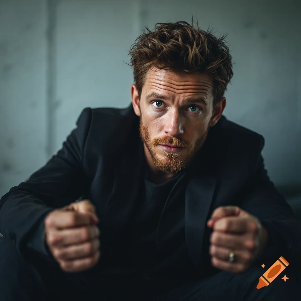 Portrait of a man in a black suit jacket looking intensely at the camera.