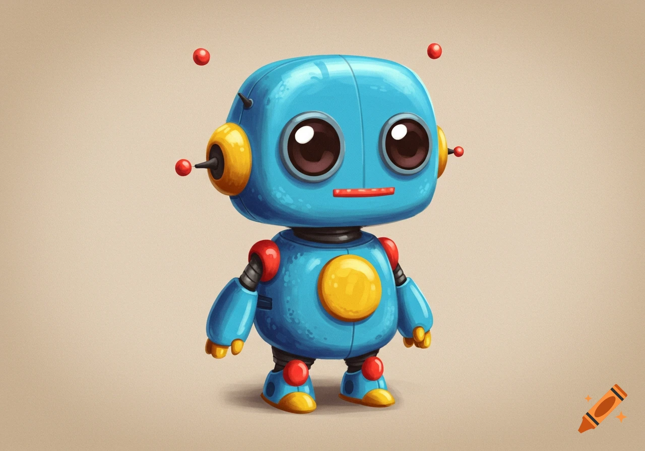 A cute stylized blue robot