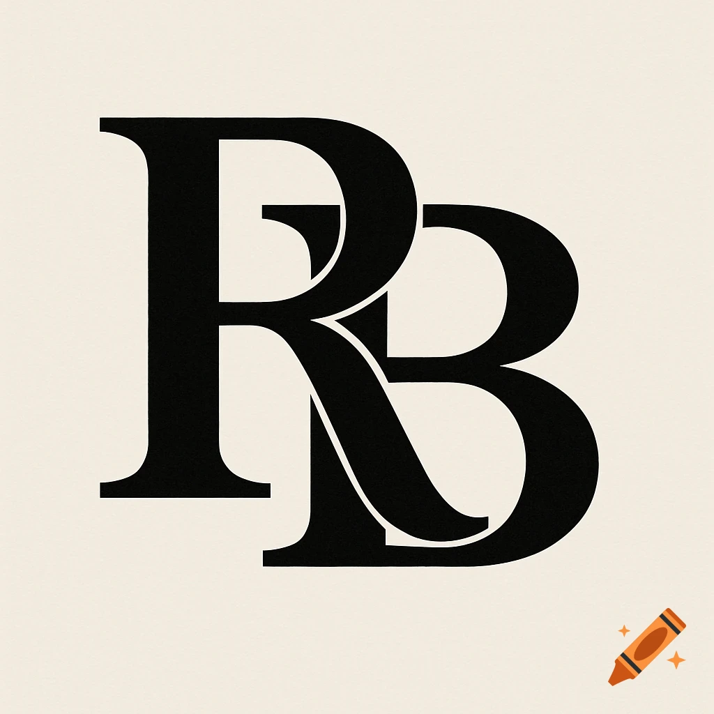 A black monogram logo showing the intertwined letters R and B on a cream background.